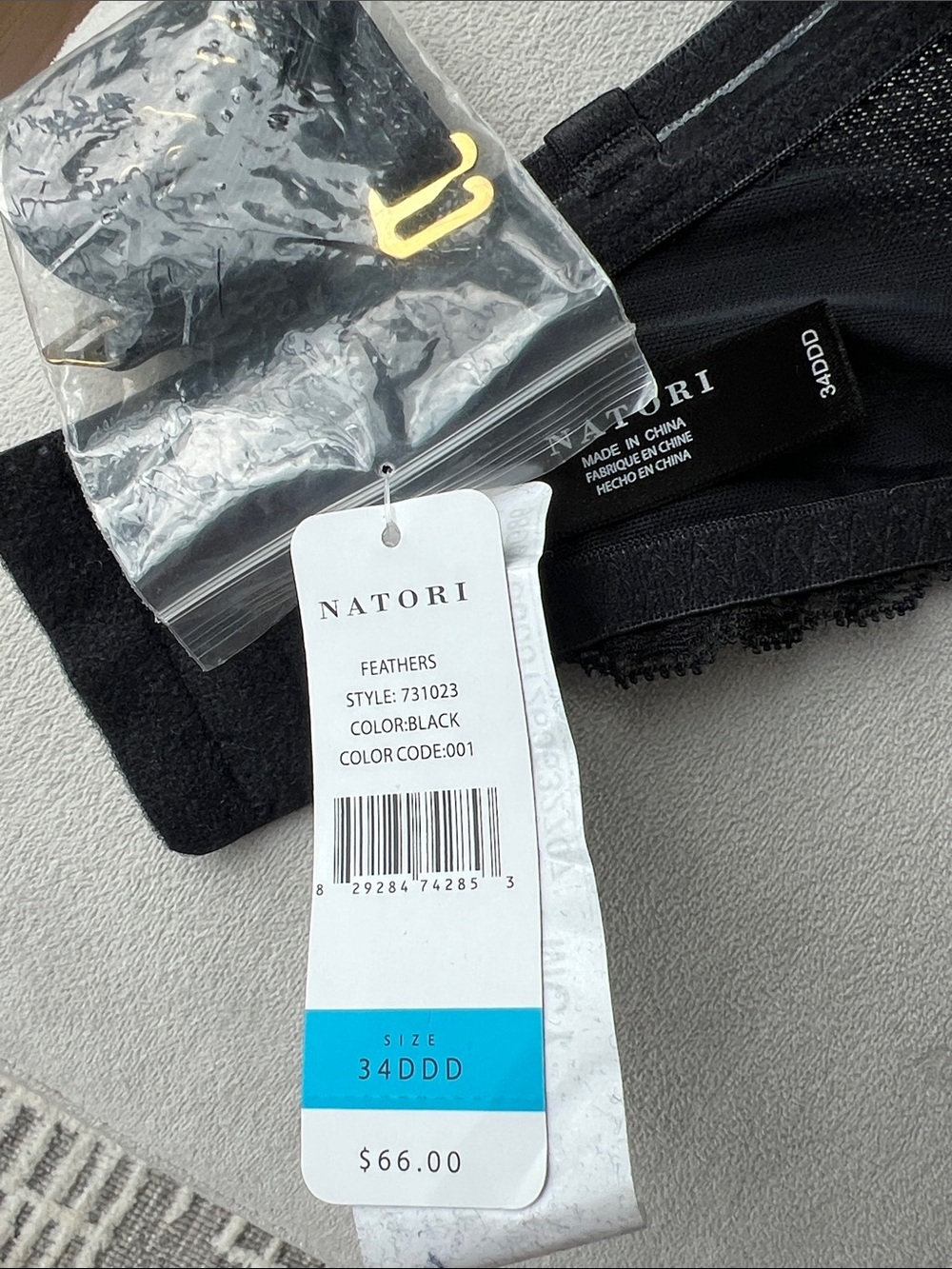 New Natori Feathers Strapless Plunge Multi-Way Bra 731023 Size 34DDD in Black - Picture 6 of 6